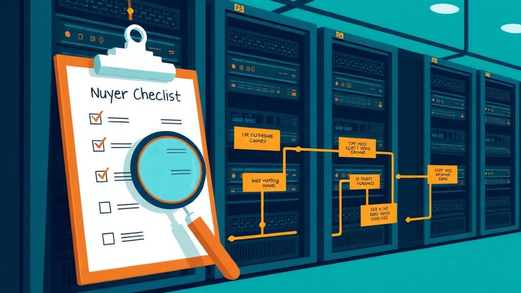How to choose a web hosting provider showing comparison checklist, server evaluation, and hosting decision framework